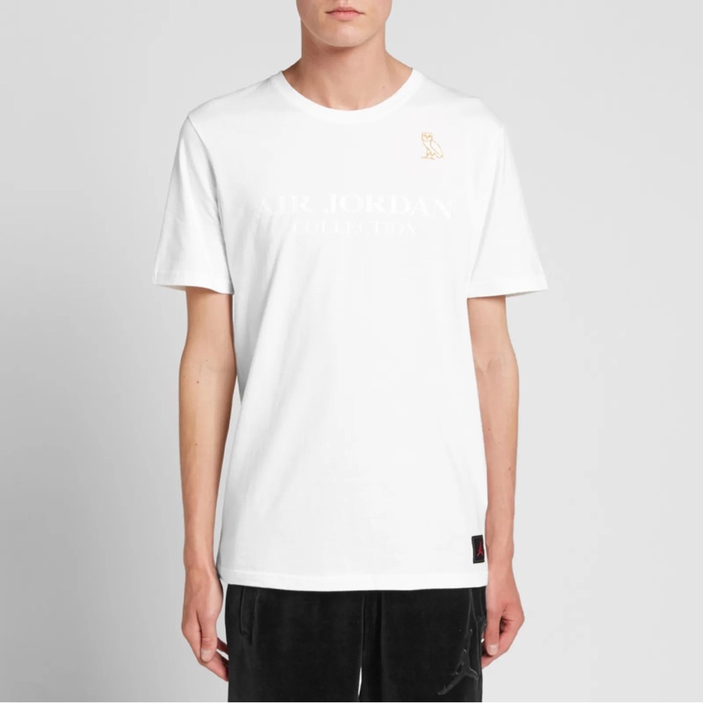 NIKE AIR JORDAN X OVO TEE White + Metallic Gold Small
